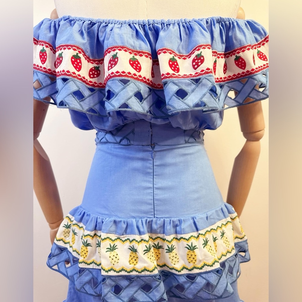 Vibrant Blue Off-Shoulder Skirt Set - Picture 7 of 10